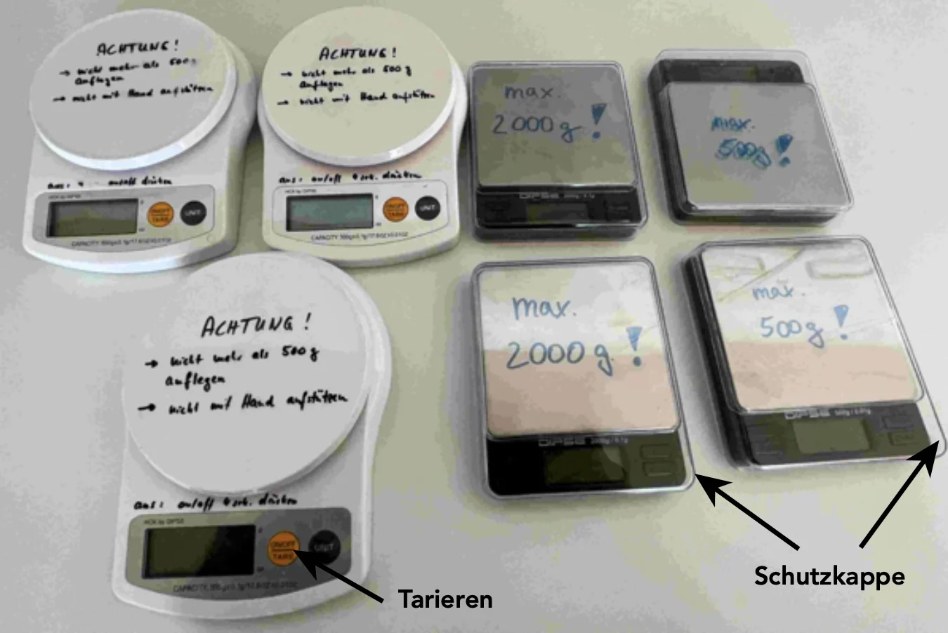 verschiedene Waagentypen